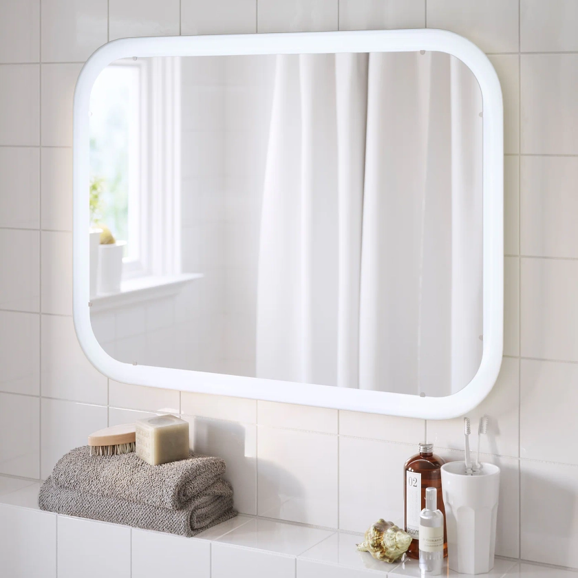STORJORM Mirror with built-in light - white 80x60 cm (31 1/2x23 5/8 ")