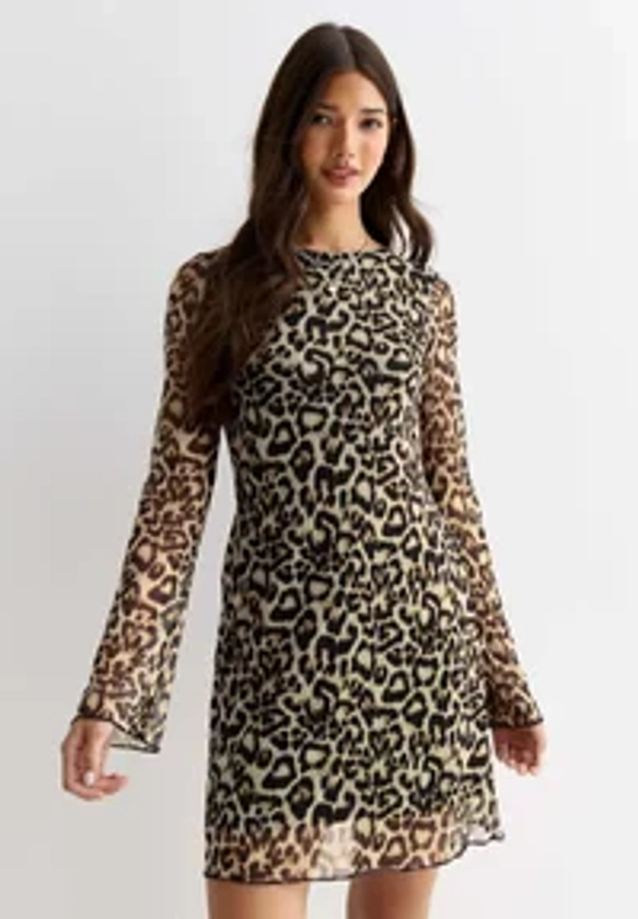 ANIMAL PRINT LONG SLEEVE MINI - Robe de jour - brown pattern