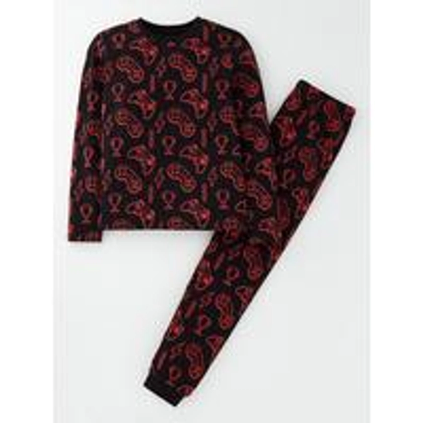 Boys Red Gaming Long Sleeve/ Long Length Pyjama