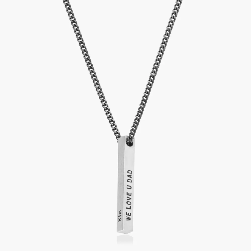 Pillar Bar Necklace for Men - Silver