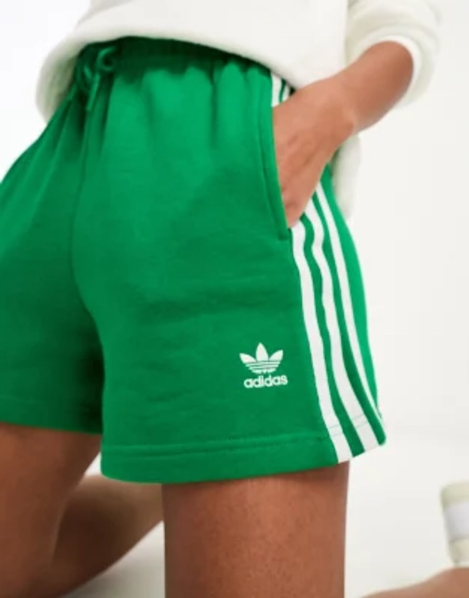 adidas Originals three stripe jersey shorts in green | ASOS