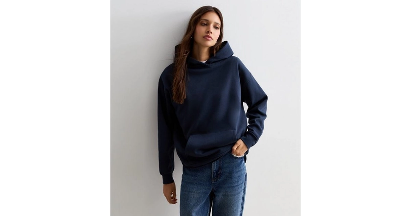 Navy Pocket Front Hoodie | New Look