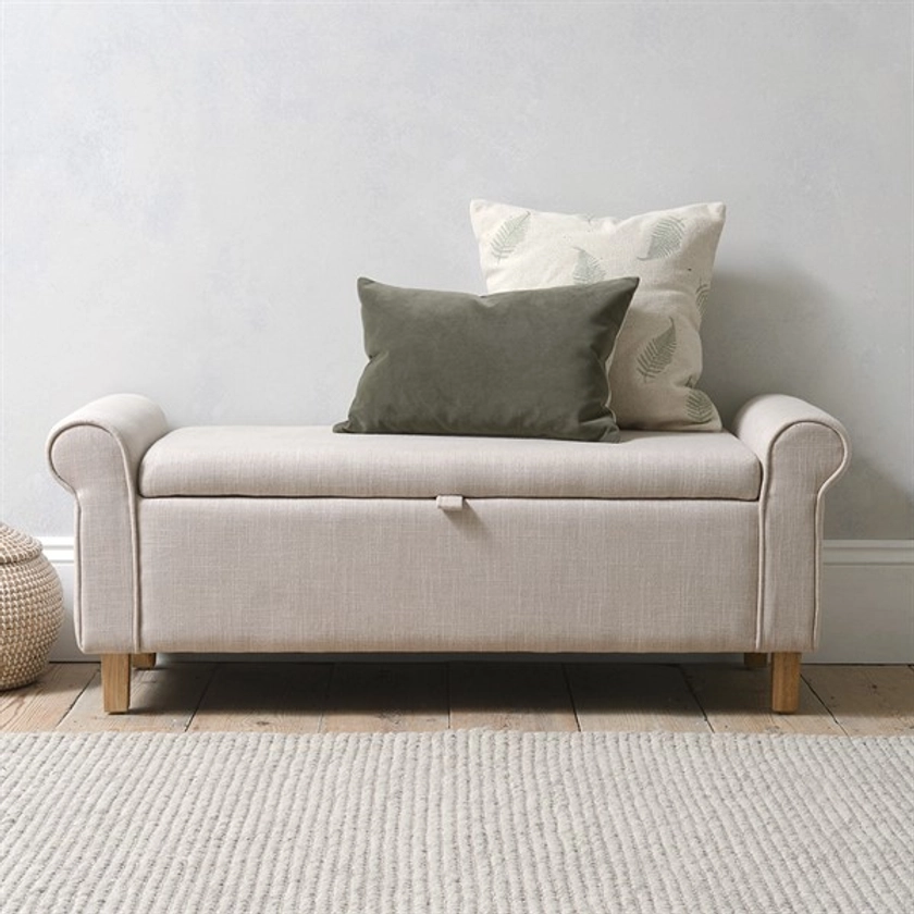 Winged Ottoman - Stone Linen - The Cotswold Company