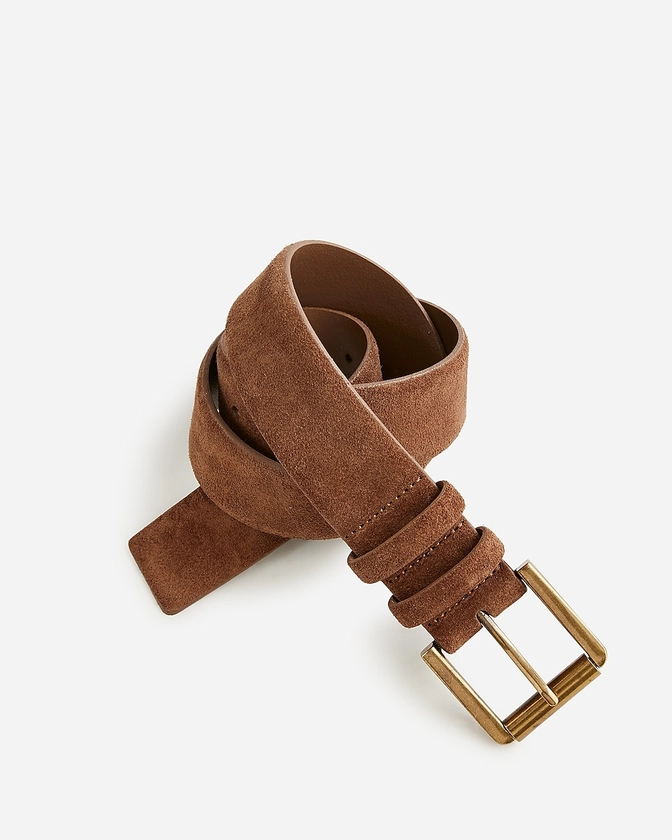 Suede roller-buckle belt