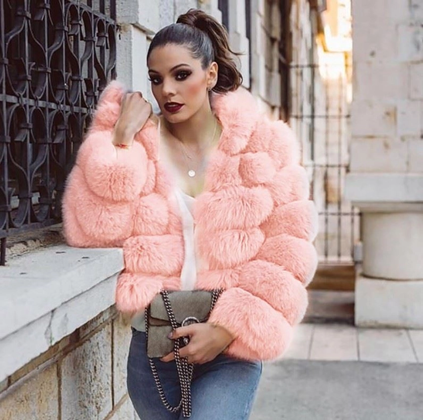 Tasha's Faux Fur Hooded Mid-Length Coat