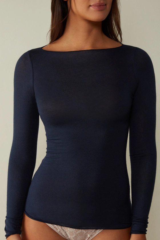 Boat Neck Modal Cashmere Ultralight Jumper - Intimissimi