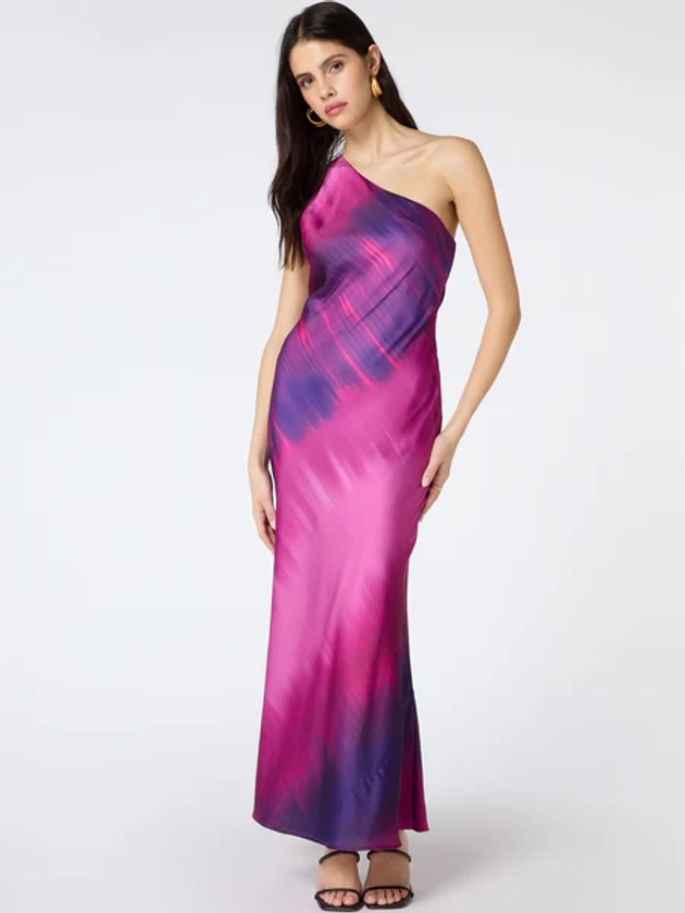 Uma One Shoulder Dress in Purple Ombré 6