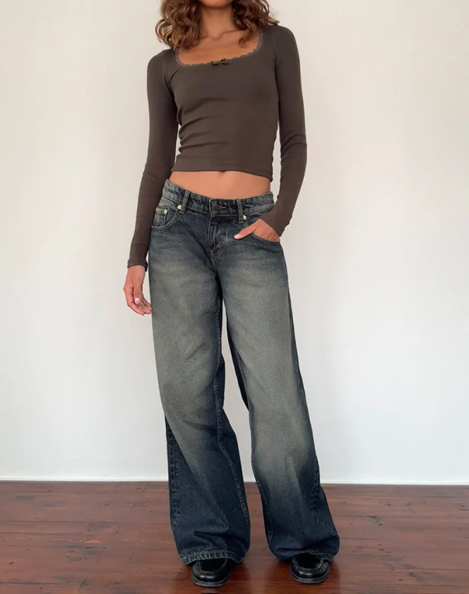 Low Rise Parallel Jeans in Amber Wash