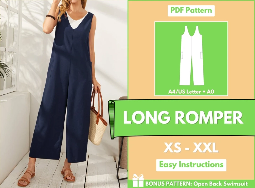 Romper Sewing Pattern XS-XXL Playsuit Pattern Jumpsuit Sewing Pattern Women Sewing Pattern Overalls Sewing Pattern PDF - Etsy UK