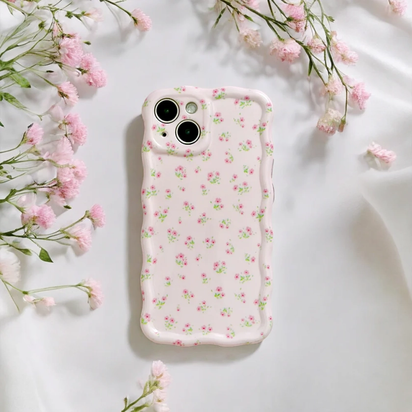 Wavy Phone Case - Ditsy Floral Pink