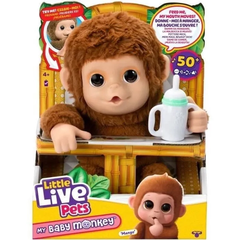 Mon Bébé Singe - MOOSE TOYS - LITTLE LIVE PETS - Singe interactif avec accessoires