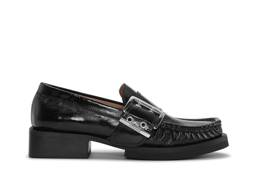 Black Black Feminine Buckle Loafers | GANNI UK