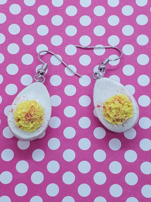 Deviled Eggs Earrings, Egg Earrings, BBQ Earrings, Snack Earrings, Deviled Egg Earrings,miniatures, Gifts for Her, Fun Earrings, Clay Food - Etsy