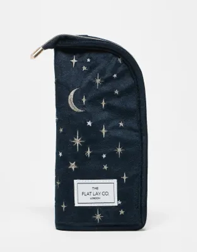 The Flat Lay Co. Brush Holder in Embroidered Celestial - Navy Blue Velvet