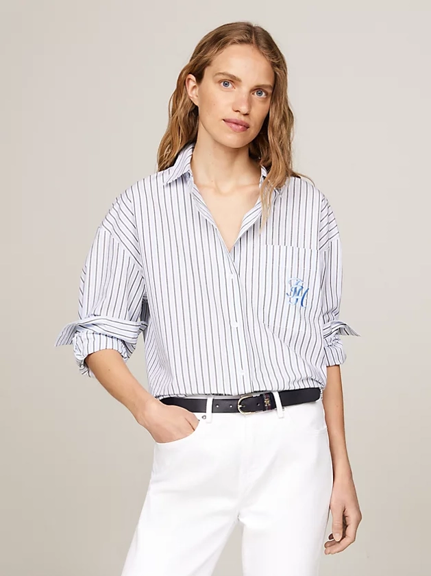 Gestreepte oversized fit blouse | Blauw | Tommy Hilfiger