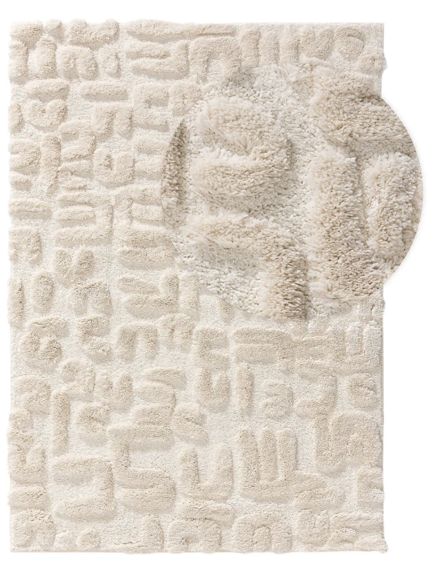 Découvrez Tapis à poils longs Tibo Crème/Beige en différentes tailles