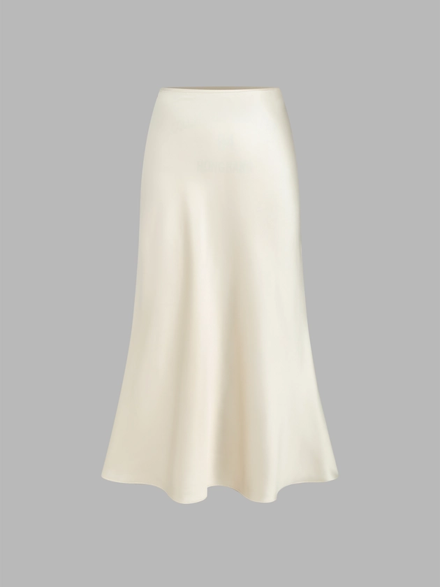 Office Siren Long Skirts Satin Satin Solid Ruffle Long Skirt For Vacation Holiday