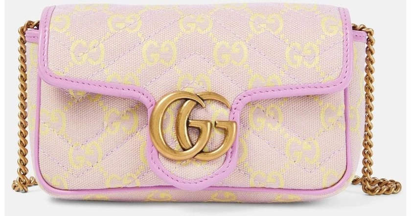 Gucci Pink GG Super Mini Leather-trimmed Shoulder Bag