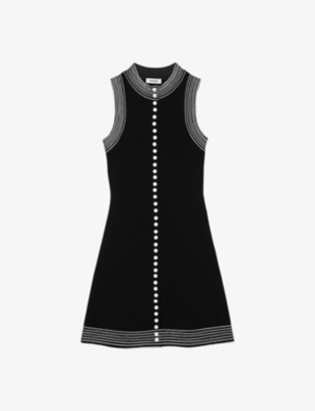 SANDRO - Contrast-stitch slim-fit sleeveless stretch-knit mini dress | Selfridges.com