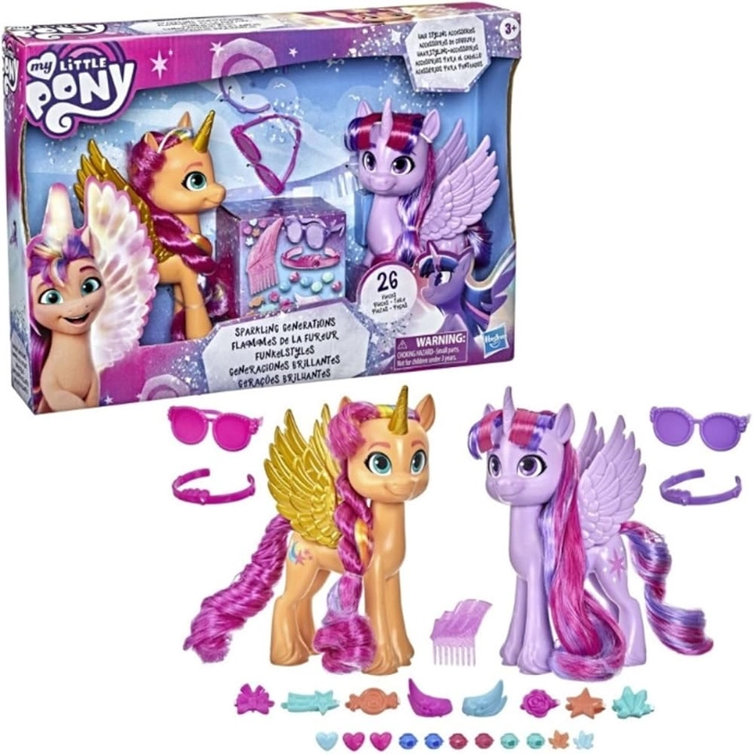 My Little Pony Figurines Une Nouvelle Génération - Sunny Starscout & Twilight Sparkle 15 cm - Comprend 26 Accessoires