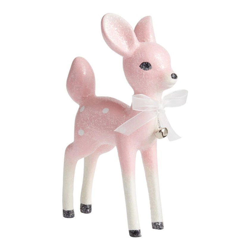 Pastel Pink Retro Deer With Bell - World Market