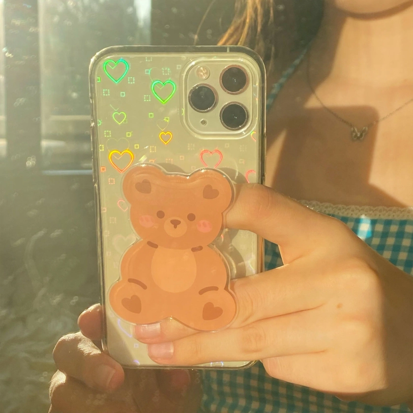 cozy teddy phone grip