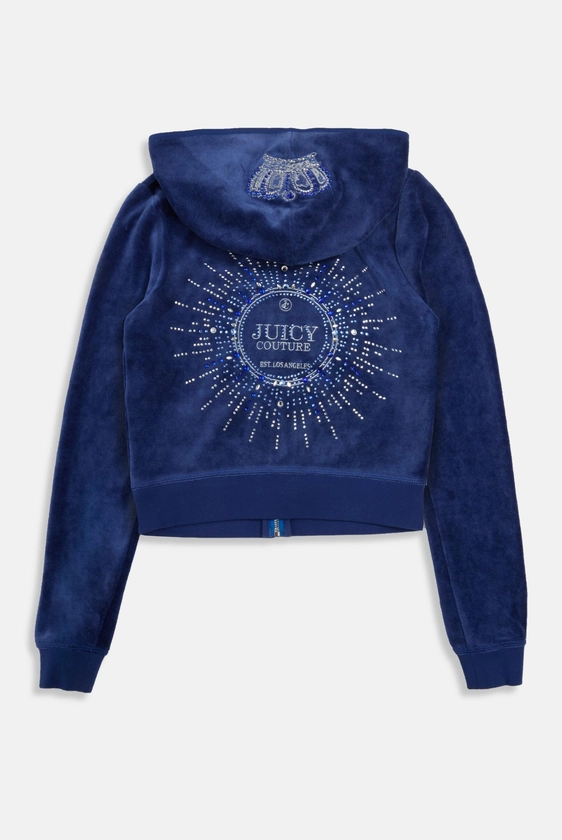 Pull-over À Capuche En Velours De Bambou "heritage" Blue Depths Crown