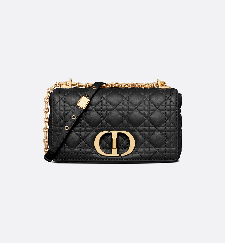 Medium Dior Caro Bag Black Cannage Supple Calfskin and Lambskin | DIOR