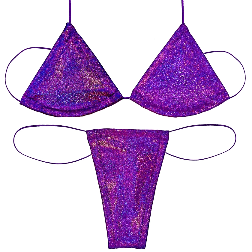 Stripper Exotic Dancer Cam Girl Microkini Purple Holo Glitter | Angel Candy