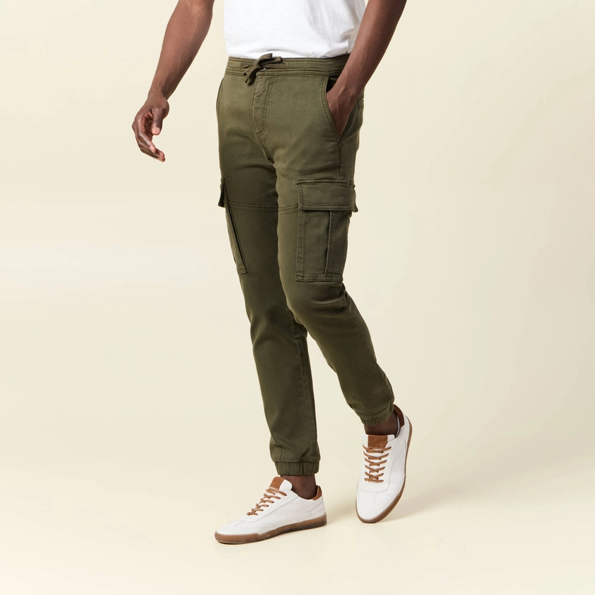 Pantalon battle bas resserré vert kaki homme