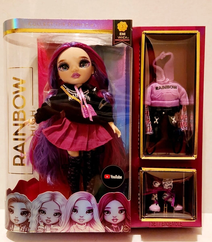 NIB Rainbow High Series 3 Emi Vanda fashion doll toy by MGA YouTube, purple pink