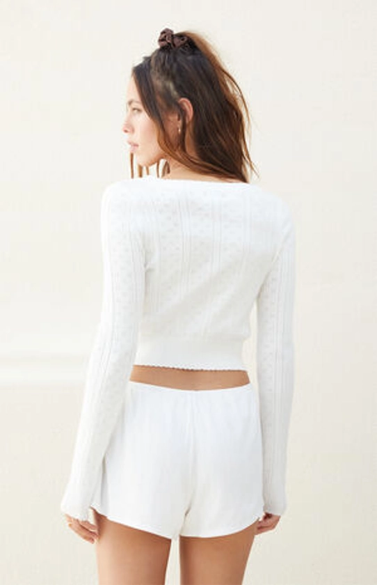 Beverly and Beck Sweetheart Pointelle Cardigan | PacSun