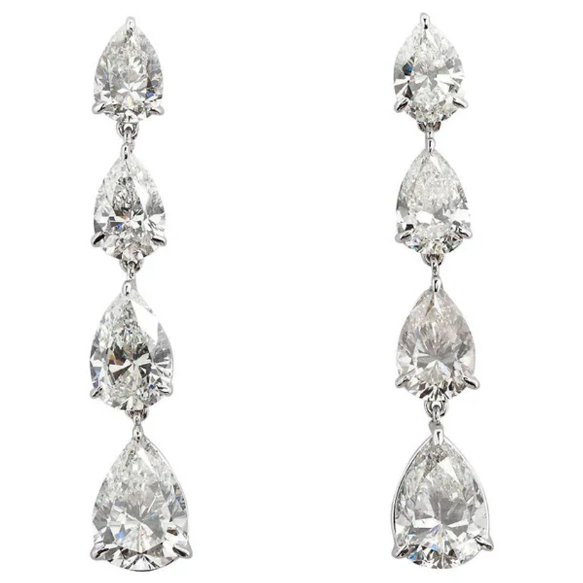 Dangling Pear Shape Cluster Diamond Earrings