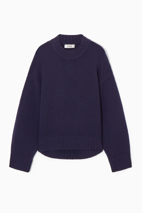 CHUNKY PURE CASHMERE CREW-NECK JUMPER - NAVY