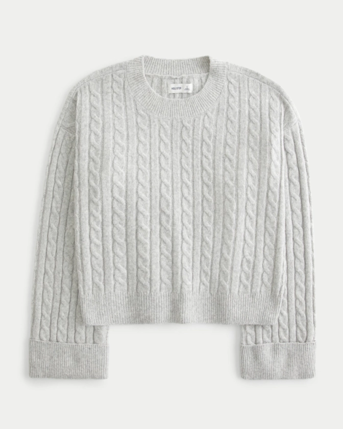Women's Easy Cable-Knit Crew Sweater | Women's Clearance | HollisterCo.com