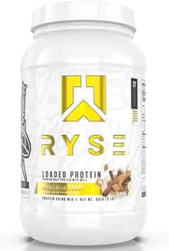 Ryse Loaded Protein Powder | 25g Whey Protein Isolate & Concentrate | with Prebiotic Fiber & MCTs | Low Carbs & Low Sugar | 27 Servings (Cinnamon Toast)