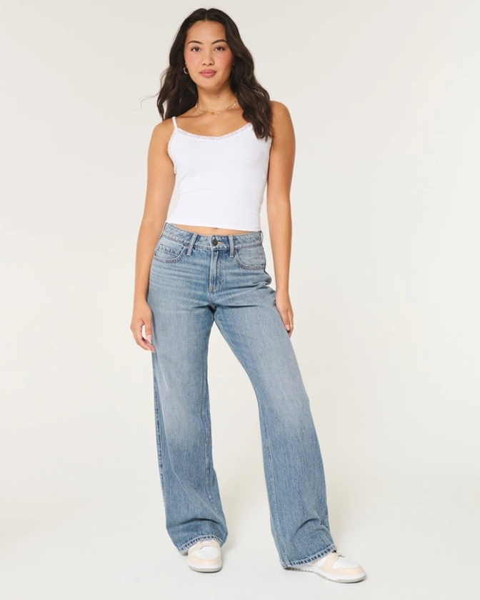 Women's Low-Rise Medium Wash Baggy Jeans | Women's New Arrivals | HollisterCo.com