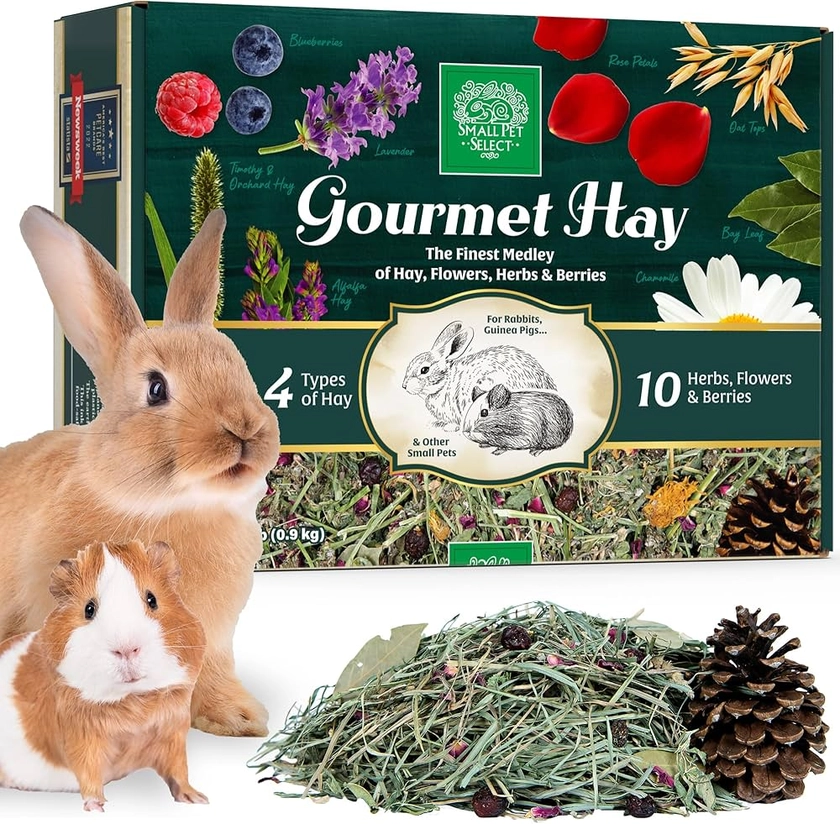 Small Pet Select - Gourmet Hay Pet Food, Exclusive Treat Hay, Flowers, and Herb Blend, for Rabbits, Guinea Pigs, Small Animals, 2lb