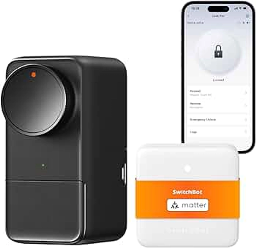 SwitchBot WiFi Smart Lock Pro con Hub Mini, Serratura Senza Chiave, Serratura Elettronica Intelligente Senza Conversione, Supporta la Matter, Alexa, Google, IFTTT