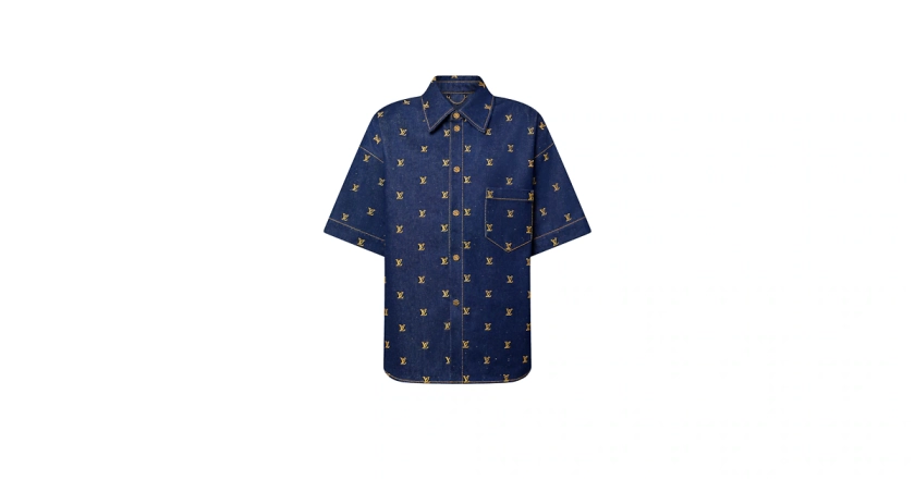 Les collections de Louis Vuitton : Chemise manches courtes à signature brodée en denim
