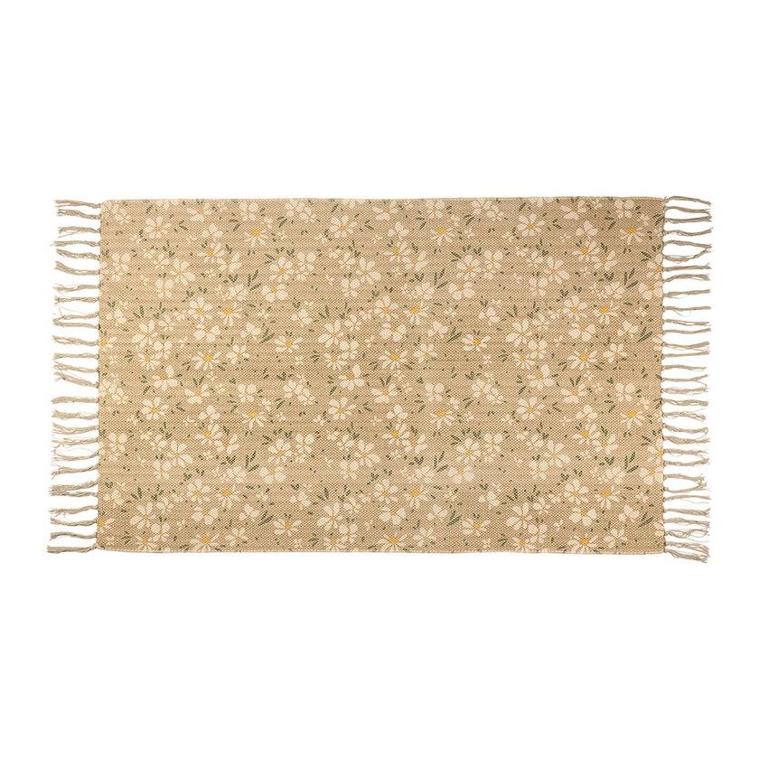 Tapis marguerite beige 120x80cm en coton