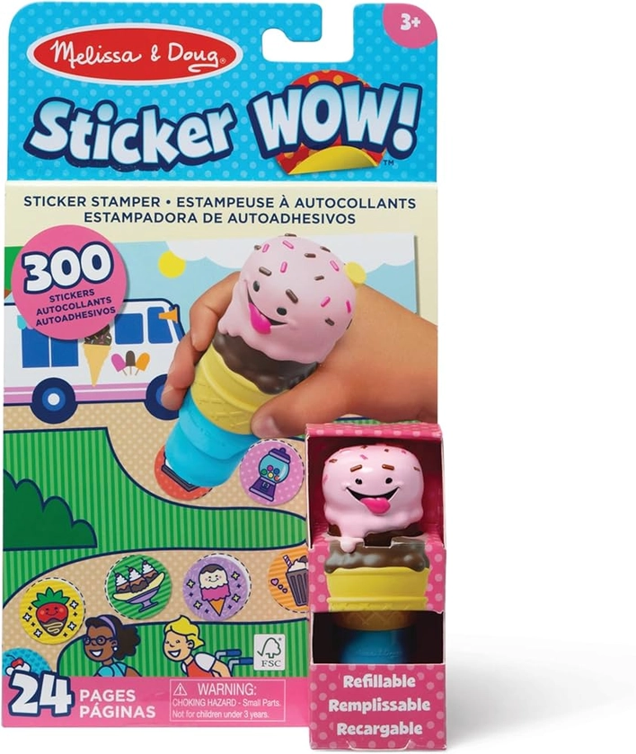 Melissa & Doug Sticker WOW! 24-Page Activity Pad and Sticker Stamper, 300 Stickers, Arts and Crafts Fidget Toy Collectible Character – Ice Cream : Amazon.co.uk: Toys & Games