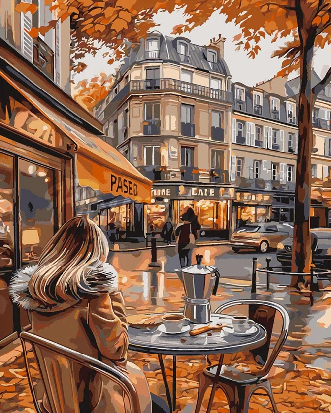 Peinture par numéros - Pause café en Automne – Figured'Art