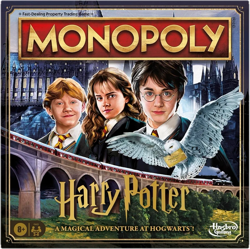 Monopoly Harry Potter Edition Family Board Game for Boys and Girls 8+ Years Old, for 2-6 Players, 6 Golden Tokens, incl. Hippogriff, with Iconic Hogwarts Locations, for Kids and Adults