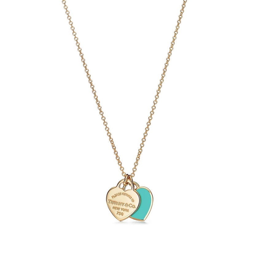 Return to Tiffany™ mini double heart tag pendant in 18k gold.| Tiffany & Co.