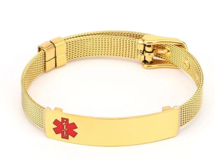 Chic Gold Mesh Medical ID Bracelet