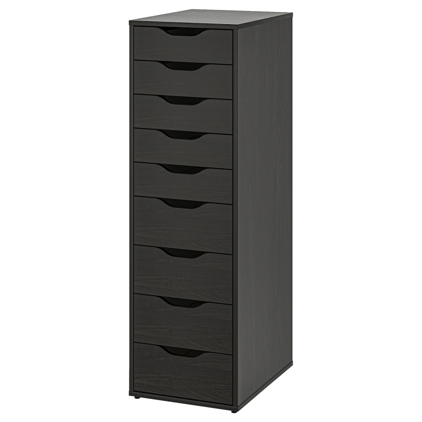 ALEX drawer unit with 9 drawers, black-brown, 141/8x455/8" - IKEA