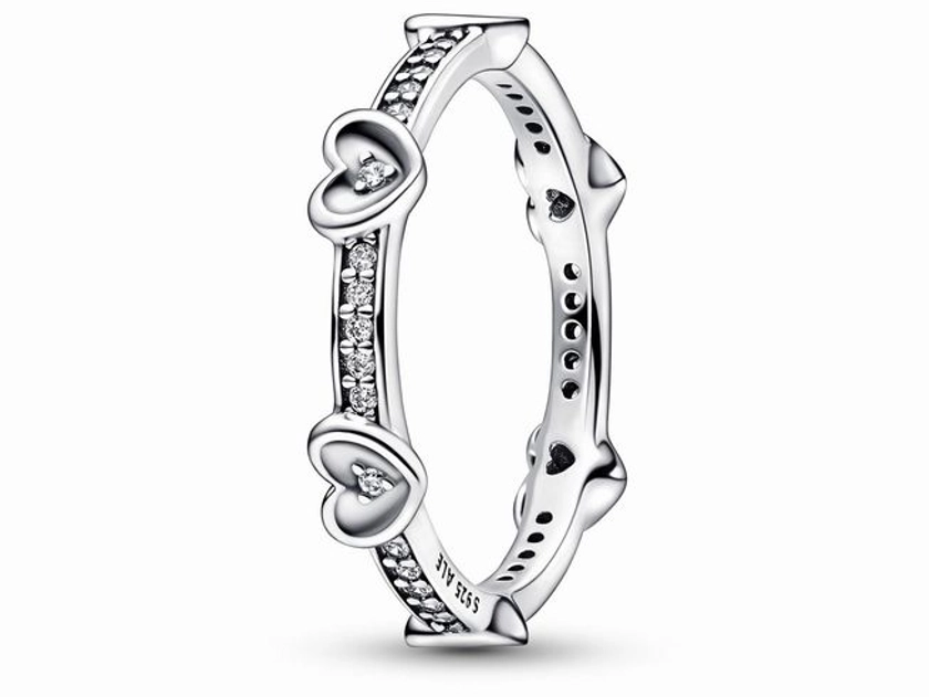 Pandora Ring 192496C01-52 - Strahlender Ring mit funkelnden Herzen - Silber - Zirkonia - Gr. 52 192496052