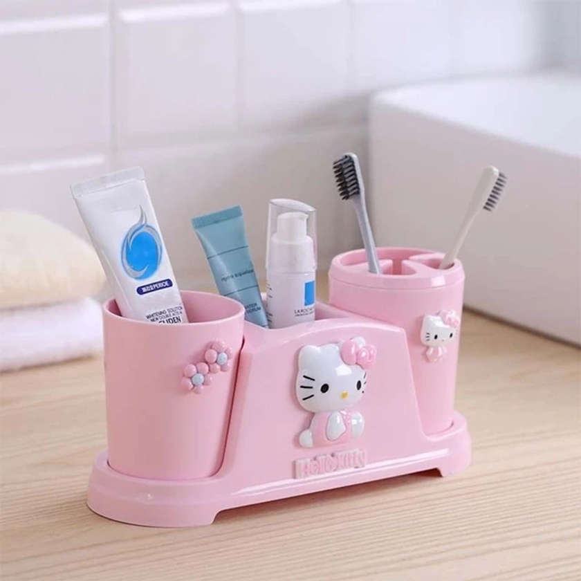 Sanrio Mouthwash Cup Set Hello Kitty Toothbrush Toiletries Storage Cup Bathroom Storage Box Student Dormitory Utilizables Gift