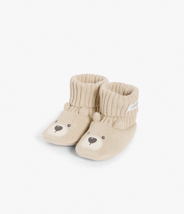 Baby beige bear booties